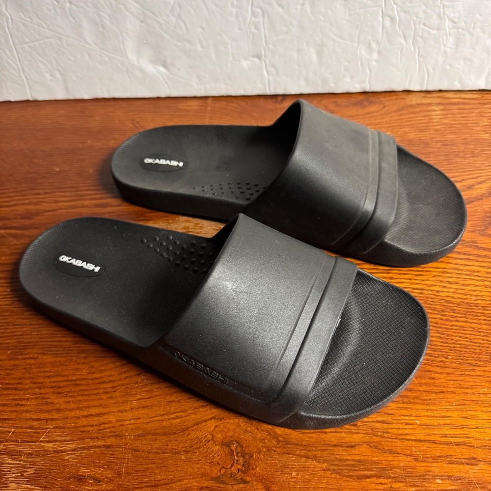 Okabashi Coast Mens Slide Sandals Black Size 11 EU 44 Made in USA Comfort